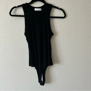 House of Harlow Womens Black Ribbed Sleeveless Bodysuit, Size Small NWT.